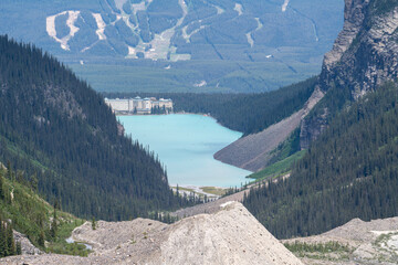 Scenic view on Plain of Six Glaciers route, Lake Louise, Canada