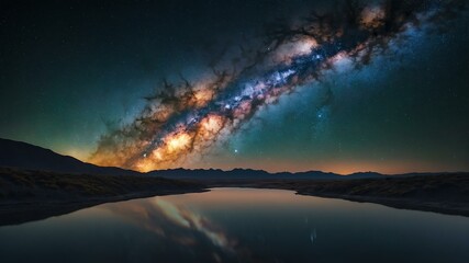 Fototapeta premium milky way over minimalist studio apartment aesthetic background