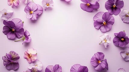 Pansy flower beauty bloom botanical harvest on pink copy space background