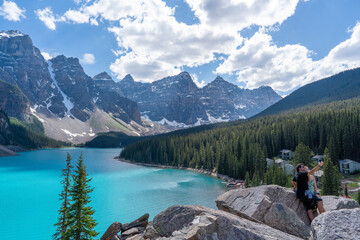 Scenic view on Plain of Six Glaciers route, Lake Louise, Canada