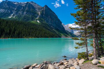 Scenic view on Plain of Six Glaciers route, Lake Louise, Canada