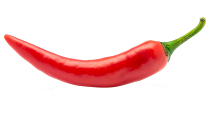 Vibrant red chili pepper set against a clear background, ideal for cooking and food themed projects, highlighting its bold hue and crisp look