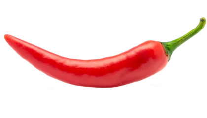 Küchenrückwand glas motiv Scharfe Chili-pfeffer Vibrant red chili pepper set against a clear background, ideal for cooking and food themed projects, highlighting its bold hue and crisp look  © ArtPixel-Portfolio