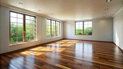Empty room with hardwood floor , minimalistic, interior design, contemporary, vacant, spacious, clean