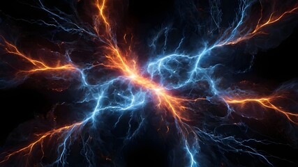 Fire and Ice Fractal Lightning, Plasma Power Background