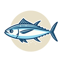 Fototapeta premium Vibrant cartoon tuna fish illustration with simplistic background