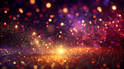 Abstract dark background with red, purple and gold glitter particles, glitter, abstract, dark, background, red, purple, gold