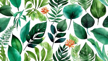 Fototapeta premium Botanical Leaves Patterns Patterns WATERCOLOE ILLUSTRATION