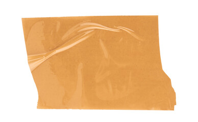 brown adhesive plastic tape crumpled piece on a transparent background 