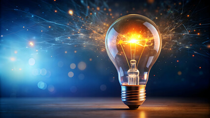 A creative light bulb glowing brightly, symbolizing bright ideas and a spark of imagination, innovative