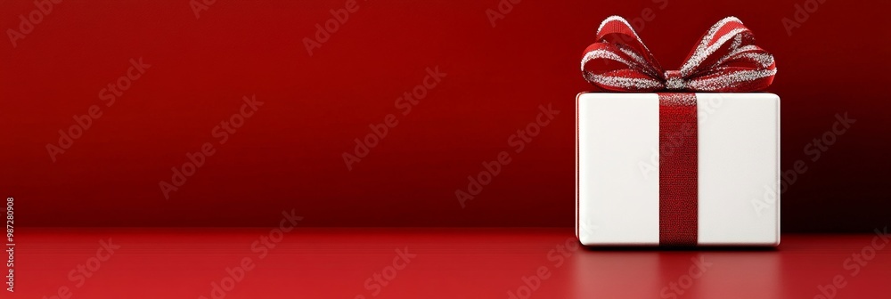 Wall mural holiday gift box background. horizontal banner web poster, header for website minimal design with gi