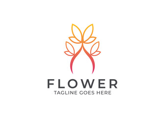 Abstract flower beauty spa fashion logo icon vector template illustration design with classic style.