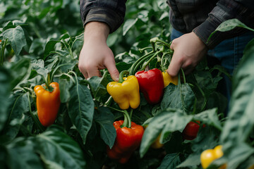 Fototapeta premium paprika being harvested