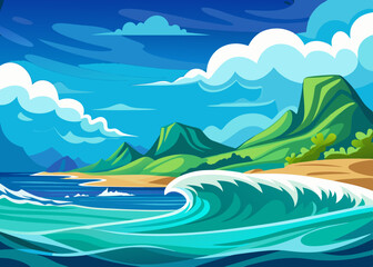 Empty nature beach ocean coastal landscape stock illustration