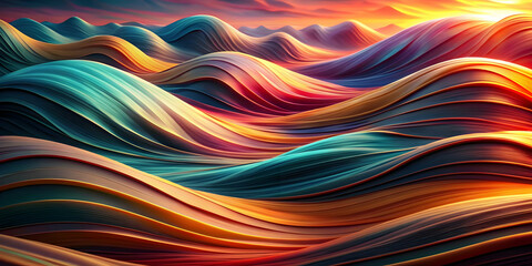 Mesmerizing abstract waves with rich colors and flowing textures for a dynamic visual experience, vibrant, abstract