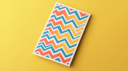 A flyer featuring a single, bold zigzag pattern in a bright color on a neutral background , minimalistic and beautiful flyers