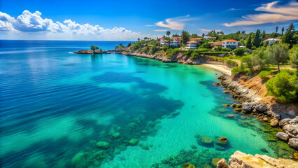 Obraz premium Scenic view of the turquoise Mediterranean coastline in Aydincik, Mersin, Turkey, Mediterranean, coast, shoreline, Aydincik, Mersin