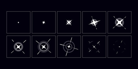 Shine VFX animation frame. Shine effect for motion design. Hand drawn vector illustration.	