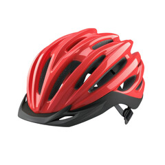 Fototapeta premium Bright Red Bicycle Helmet for Safety and Style on transparent Background