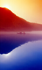 Fog scenery of Xiaodongjiang River in Chenzhou City, Hunan Province, China