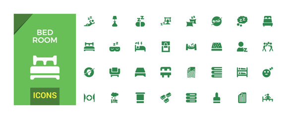 Bed room solid icon set. pack of solid web and ui filled icon collection. Filled icons set. Vector illustration.
