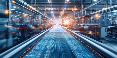 A high-tech textile factory with automated looms weaving smart fabrics, integrated sensors monitor the textile quality in real-time.