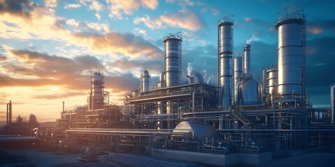 Fototapeta premium A futuristic rendering of a sustainable chemical production facility powered by renewable energy sources.