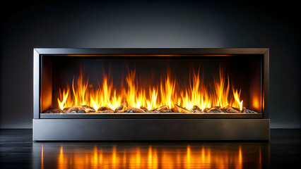 Captivating indoor fireplace showcasing a modern aesthetic and realistic flames.