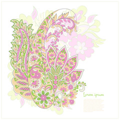 Vector Floral isolated pattern with paisley ornament.