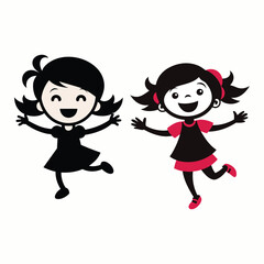 Cartoon girl sihlouette design