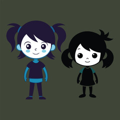 Cartoon girl sihlouette design