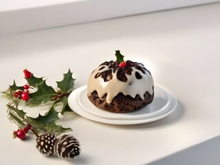 chocolate cake with berries and mint. generated with AI