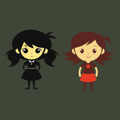 Cartoon girl sihlouette design