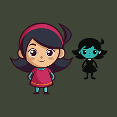 Cartoon girl sihlouette design