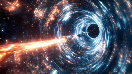 Obraz premium Generative AI, Dynamic Space Travel Through a Wormhole