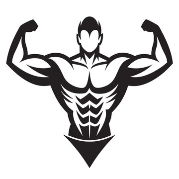 recommend clip art: Bodybuilder silhouette vector illustration on a white background