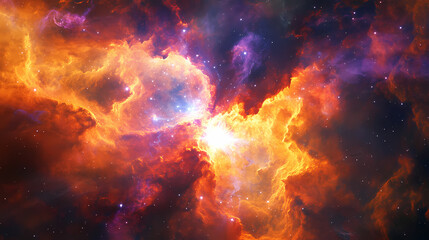 Fototapeta premium Generative AI, Cosmic Supernova Burst with Colorful Gas Clouds