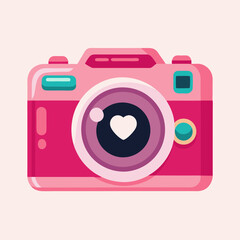 Camera icon, Valentines day related vector stock illustration