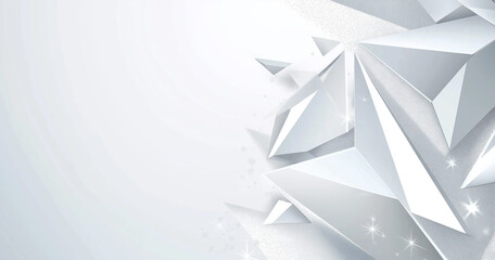 3D Web banner, Gray background with light gray and silver geometric lines with shiny lights, vector illustration style, laconic design.   AI generation.