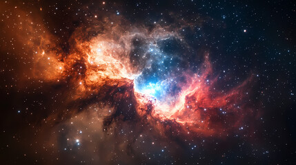 Obraz premium Generative AI, Star-Packed Galactic Core with Colorful Swirls