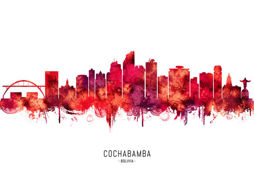 Cochabamba Bolivia Skyline Red