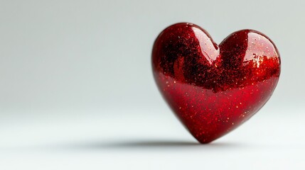 Fototapeta premium A red glass heart on a white background.