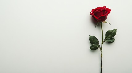 Obraz premium A single red rose on a white background.