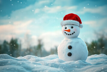 Obraz premium Snowman, Christmas, copy space for ads