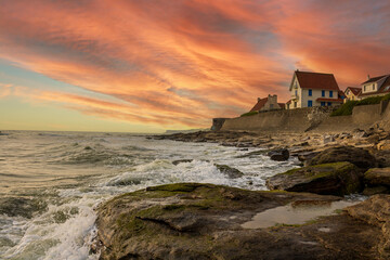 Landscapes with sunset and sunrise from audresselles, ambleteuse and wimereux in france
