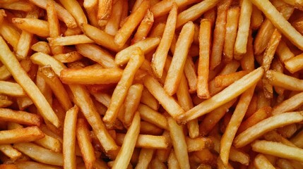A large portion of french fries, heavily salted and deep-fried, representing a classic but unhealthy side dish