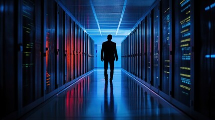 Fototapeta premium A lone hacker breaches the security of a government agency, exposing classified information
