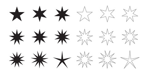 Vector Icons of Abstract Decorative Star Shapes | Doodles with Editable Strokes