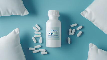 Sleep Essentials Against A Blue Backdrop