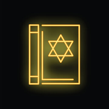 recommend clip art: Glowing neon line jewish torah book icon isolated on black background